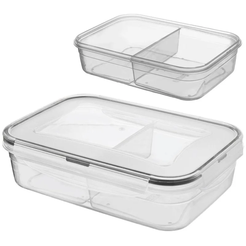 Pojemnik na żywność dzielony z uszczelką szczelny z przegródkami 2 wkłady lunchbox 1 l Rabat