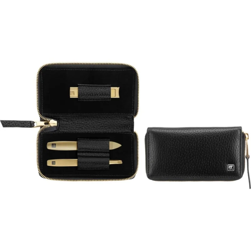 Ostatnia szansa Zwilling twinox gold edition zestaw do manicure – czarne skórzane etui, 3 elementy