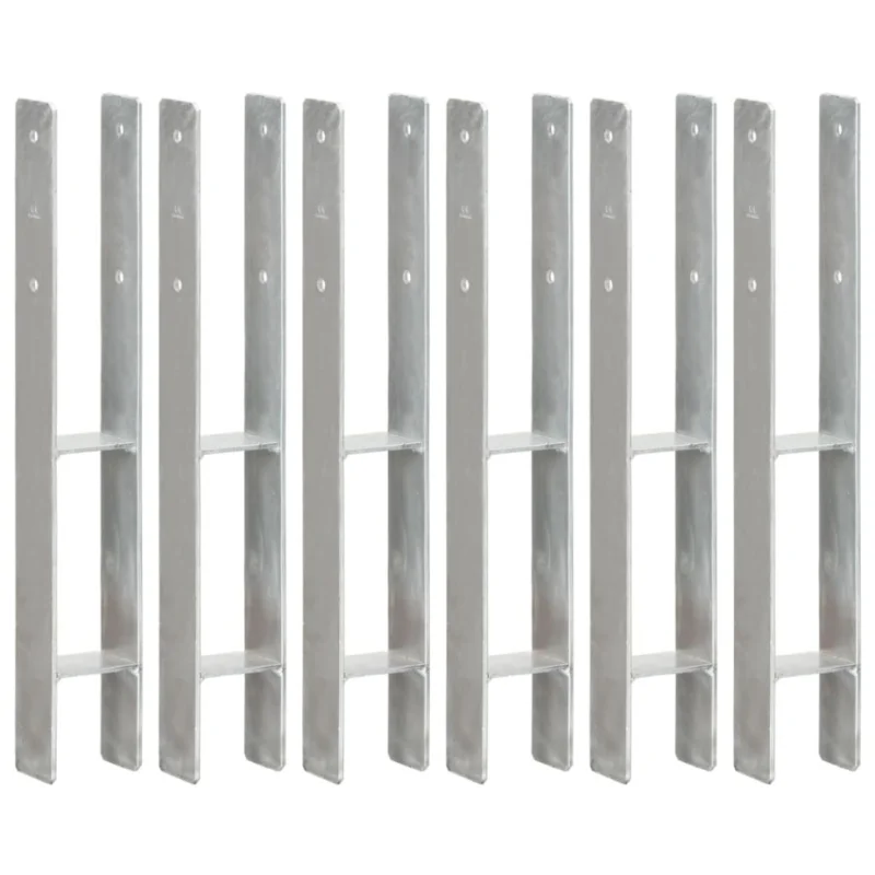 Kotwy do słupków, 6 szt., srebrne, 8 x 6 x 60 cm, stal Ostatnie sztuki
