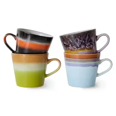 Wyprzedaż Zestaw 4 Ceramicznych Kubków Do Cappuccino 70S Solid Hkliving