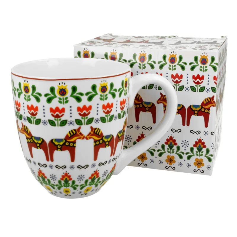 Kubek porcelanowy DUO ETNO KONIKI XXL BIAŁY 1000 ml Niska cena