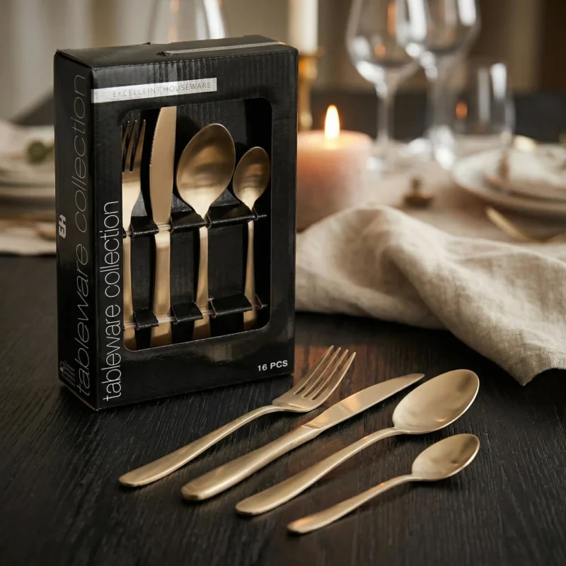 Zestaw sztućców matowy EXCELLENT HOUSEWARE 16 el. Ostatnie sztuki