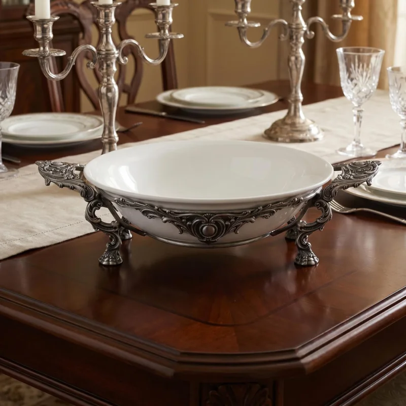 Szybka dostawa Półmisek porcelanowy na stojaku MENAS BIAŁY 28 cm