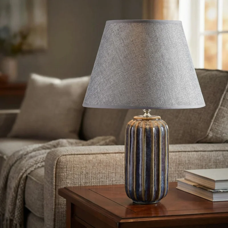 Lampa stołowa MONDEX LETI GREY 10x10x41 cm szara Tani