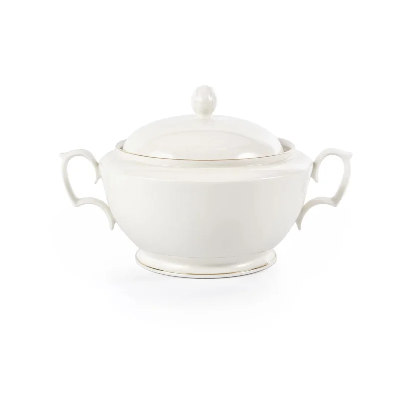Waza do zupy porcelanowa MARIAPAULA ECRU ZŁOTA LINIA 2,7 l Nowy