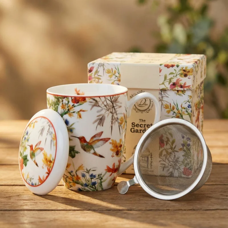 Oferta czasowa Kubek porcelanowy z zaparzaczem i pokrywką DUO LINNEA 380 ml