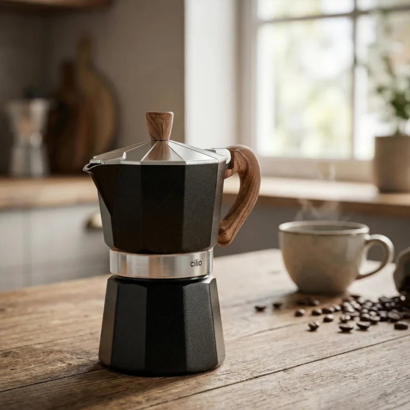 Tylko dziś CILIO Classico Natura na 3 filiżanki espresso (3 tz) czarna - kawiarka aluminiowa ciśnieniowa