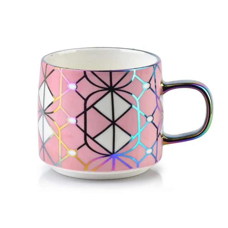 Taniej Kubek porcelanowy AFFEK DESIGN NEO GEO RÓŻOWY 410 ml