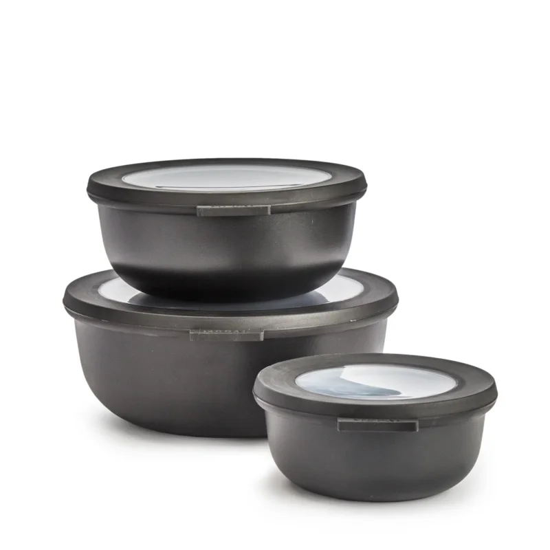 MEPAL Cirqula Nordic Black II 3 szt. czarne - miski kuchenne plastikowe z pokrywkami Wysoka jakość