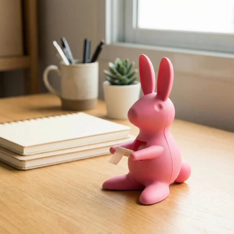Rabat QUALY Królik Bunny różowy - podajnik do taśmy klejącej plastikowy