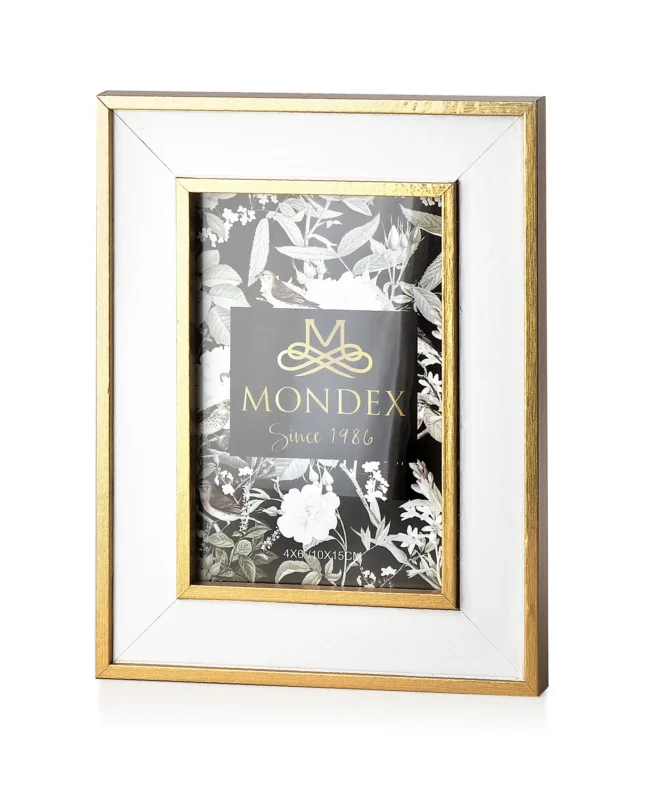 Sprawdź teraz Ramka na zdjęcia z płyty MDF MONDEX ADI BIAŁO-ZŁOTA 10 x 15 cm