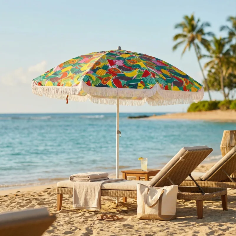 Premium Parasol ogrodowy/plażowy łamany poliestrowy TADAR TROPICAL 200 cm