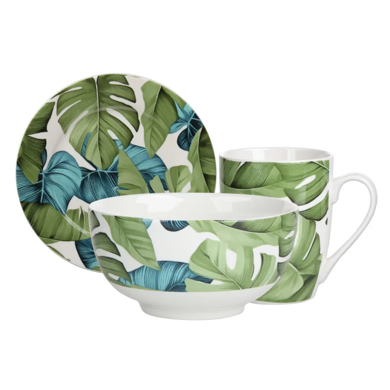 Kup teraz Zestaw śniadaniowy porcelanowy URBAN JUNGLE BIAŁY na 4 osoby (12 el.)