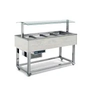 Ekspresowa dostawa Redfox Bar sałatkowy 3xGN 1/1 200 mm z oświetleniem LED, kolor Wenge, ciąg wydawczy