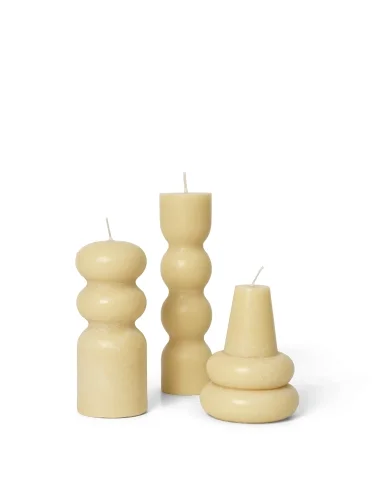 FERM LIVING świece TORNO 3 sztuki słomkowe Taniej