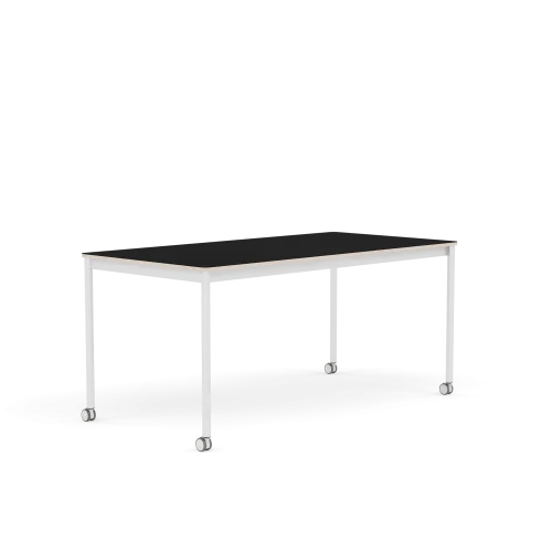 Dodaj do koszyka MUUTO stół z kółkami BASE 160x80 czarny laminat / sklejka / biała podstawa
