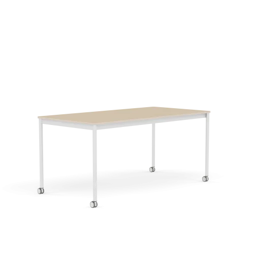 Bezpieczne zakupy MUUTO stół z kółkami BASE 160x80 fornir dębowy / sklejka / biała podstawa