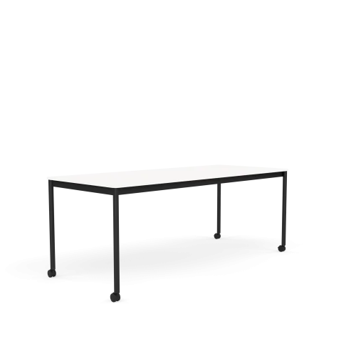 Darmowy zwrot MUUTO stół z kółkami BASE 190x80 biały laminat / biały ABS / czarna podstawa