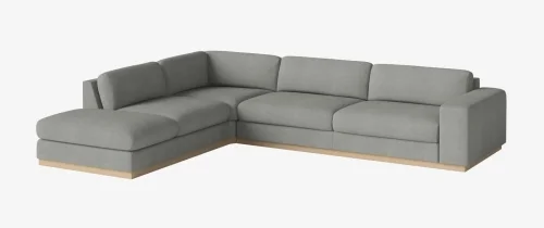 Wysoka jakość BOLIA sofa 6-osobowa narożnikowa z otwartym zakończeniem SEPIA podstawa dąb bielony