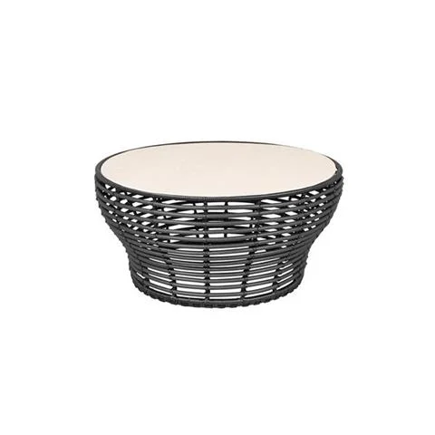 DUŻY STOLIK KAWOWY OGRODOWY BASKET GRAPHITE TRAVERTINE LOOK | CANE-LINE Ostatnia szansa
