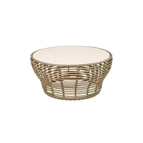 Nowy DUŻY STOLIK KAWOWY OGRODOWY BASKET NATURAL TRAVERTINE LOOK | CANE-LINE