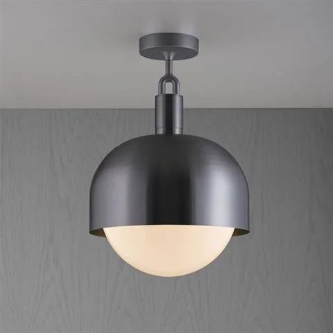 Premium LAMPA SUFITOWA FORKED CEILING SHADE GLOBE OPAL LARGE GUN METAL | BUSTER + PUNCH