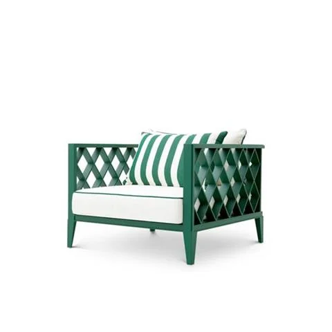 Okazja EICHHOLTZ | FOTEL OGRODOWY OCEAN CLUBGREEN FINISH | BLAISE OFF-WHITE | FLORENT GREEN | W. 96.5 | D. 93.5 | H. 68.5