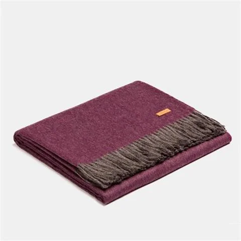 KOC Z WEŁNY ALPAKI EXCLUSIVE FISHBONE PLUM | GRAY | ALPAKA Cena promocyjna