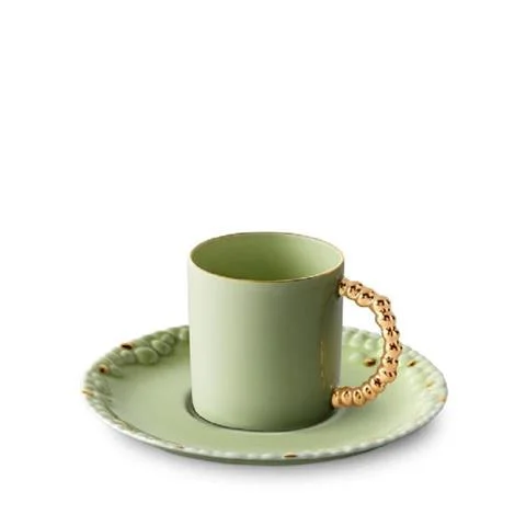 FILIŻANKA DO ESPRESSO + SPODEK HAAS MOJAVE MATCHA + GOLD | L'OBJET Ekspresowa dostawa