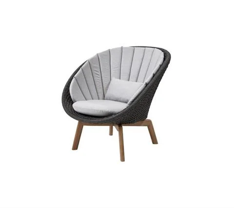 FOTEL OGRODOWY PEACOCK LOUNGE DARK GREY Z PODUSZKAMI NATTE LIGHT GREY | CANE-LINE Bestseller