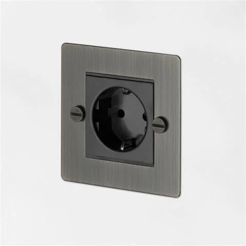 Nowość UK GNIAZDO WTYKOWE 1G EURO PLUG SOCKET SMOKED BRONZE | BUSTER + PUNCH